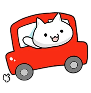 🚗 chat, voiture, animal, mignon, kawaii, dessin animé, illustration whatsapp sticker