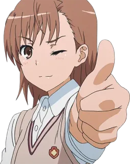 👍 สาวอนิเมะ, ยกนิ้วโป้ง, ขยิบตา, ชุดนักเรียน, เชิงบวก, เป็นมิตร telegram sticker