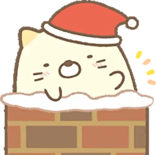 🎅 cat, christmas, santa hat, chimney, cute, cartoon whatsapp sticker