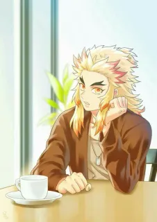 🔥 Rengoku Demon Slayer アニメ, 煉獄, 鬼滅の刃, カフェ telegram sticker