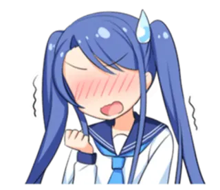 😤 anime, cartoon, girl, embarrassed, sweatdrop, school uniform telegram sticker