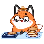 🥞 volpe, pancake, cucina, colazione, cartone animato, carino, cibo telegram sticker