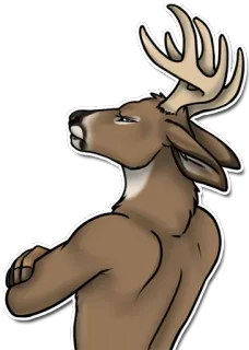 😠 rusa, binatang, anthro, rusa jantan, makhluk, kartun, berbulu whatsapp sticker