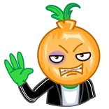 🛑 oignon, dessin animé, en colère, oeil au beurre noir, contusionné, légume, nourriture whatsapp sticker