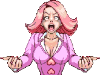 😵 charakter, pixelkunst, frau, rosa, schockiert telegram sticker