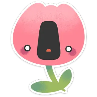 🤨 花, かわいい, ピンク, 漫画, 植物 telegram sticker