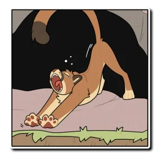 😴 lew, ziewanie, rozciąganie, kreskówka, zwierzę telegram sticker