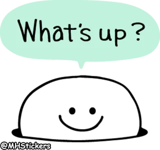 👀 What's up? Saudação, Pergunta, Amigável, Fofo, Balão de fala telegram sticker