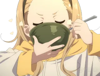 🥢 Anime, Comendo, Macarrão, Tigela, Faminto telegram sticker