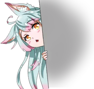 😶 애니메이션, 소녀, 귀여운, 빼꼼, 스티커 telegram sticker