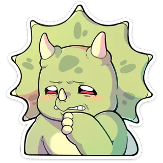 ⭐ dinosaure, tricératops, dessin animé, triste, mignon telegram sticker