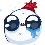 🥺 ร้องไห้, เศร้า, น้ำตา, อารมณ์, การ์ตูน, ฤดูหนาว, ลูกบอลหิมะ telegram sticker