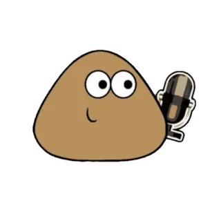 🎤 Pou Pou, ペット, マイク, 漫画, キャラクター, ゲーム telegram sticker