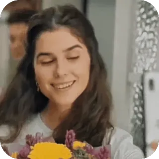 🤩 mujer, flores, selfie, ramo, retrato, chica telegram sticker