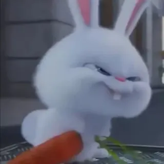 🥕 Snowball The Secret Life of Pets bunny, rabbit, cartoon, white, carrot, animal, pet, cute telegram sticker
