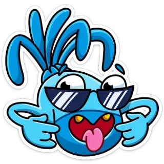 😎 Мультфильм, Круто, Солнцезащитные очки, Наклейка, Смешной, Персонаж whatsapp sticker