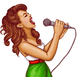 🎤 singer, microphone, woman, music, performance, singing, vocalist telegram sticker