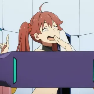 🔗 Anime, Vrouwelijk personage, Cartoon, Grappig gezicht, Vrolijk, Meisje, Animatie telegram sticker
