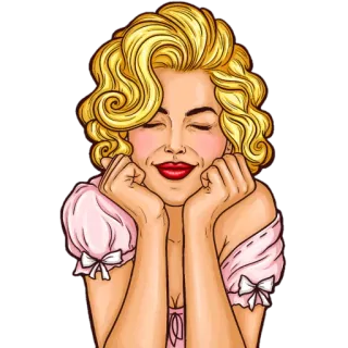 😌 woman, blonde, happy, cartoon, portrait telegram sticker