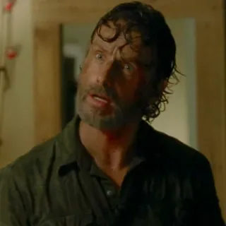 😐 Rick Grimes The Walking Dead the walking dead, rick grimes, horror, tv show, zombie, blood, walker telegram sticker
