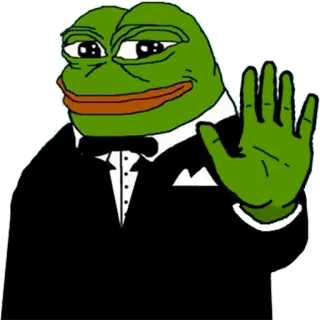 🤵 Pepe the Frog Pepe la Rana, Meme, Meme de internet, Rana, Esmoquin, Saludar telegram sticker