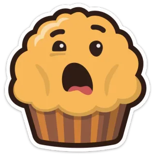 😳 มัฟฟิน, น่ารัก, อาหาร, ขนม, ตกใจ, กังวล telegram sticker