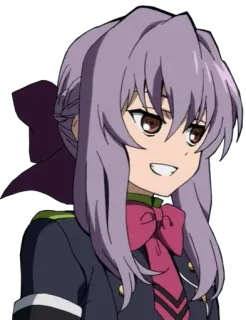 😏 Shinoa Hiragi Seraph of the End Anime, Shinoa Hiragi, Seraph of the End, Personage, Glimlach whatsapp sticker