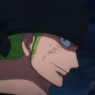 🧩 Zoro One Piece Anime, Spadaccino, Pirata, Combattente, Capelli verdi telegram sticker