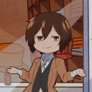 🤷 Osamu Dazai Bungou Stray Dogs anime, chibi, bungou stray dogs, dazai, osamu dazai, character, manga telegram sticker