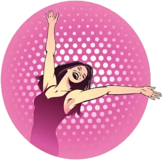 😃 femme, joie, célébration, rose, demi-teinte, bras levés, heureux telegram sticker
