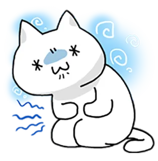 😰 chat, mignon, dessin animé, autocollant, chat blanc, animal whatsapp sticker