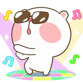 🕺 ours, mignon, danse, sticker, dessin animé, musique, lunettes de soleil whatsapp sticker