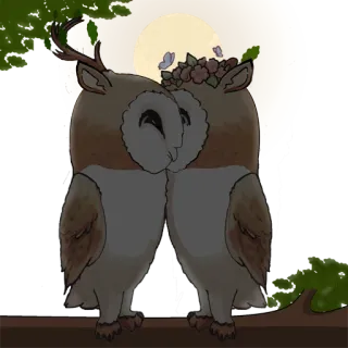 🦉 coruja, veado, animal, fofo, fantasia, híbrido, pássaro, ilustração telegram sticker