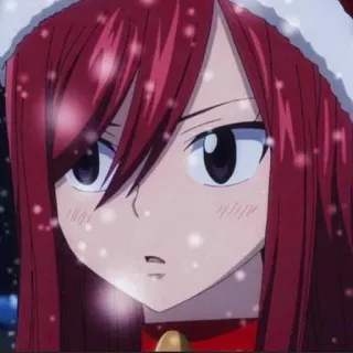 😩 Erza Scarlet Fairy Tail anime, christmas, red hair, erza scarlet, fairy tail, cute telegram sticker