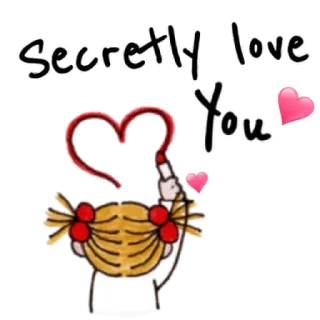 😍 Secretly love You amor, coração, segredo, fofo, menina, romance whatsapp sticker