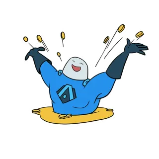 🤑 Dessin animé, Personnage, Argent, Pièces, Célébration, Succès, Fortune whatsapp sticker