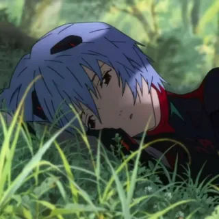 📓 Rei Ayanami Neon Genesis Evangelion Anime, Manga, Rei Ayanami, Neon Genesis Evangelion, Traurig, Liegend whatsapp sticker