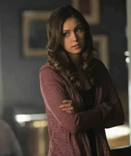 🥀 Elena Gilbert The Vampire Diaries woman, portrait, tv show, brunette, sweater, elena gilbert telegram sticker