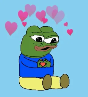 🥰 Pepe the Frog Pepe la Rana, Meme, Corazones, Lindo, Dibujos animados telegram sticker