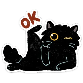 👌 OK mèo, ok, động vật, mèo đen, dễ thương, nhãn dán, vui nhộn whatsapp sticker