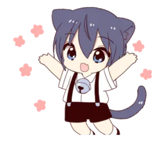 🐱 Аниме, Манга, Кошачьи ушки, Каваи, Чиби, Милый, Мультфильм whatsapp sticker
