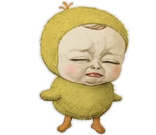 ☹️ bebê, frango, triste, chorando, fofo, ilustração whatsapp sticker