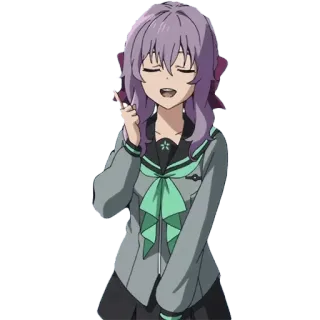😋 Anime, Mädchen, Schuluniform, lila Haare telegram sticker