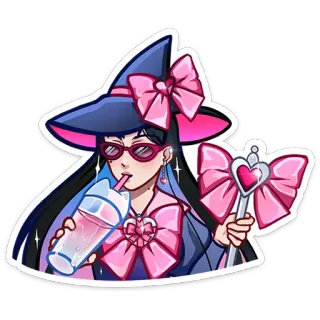 🧙 女巫, 魔法, 女孩, 粉色, 可爱, 卡通 telegram sticker