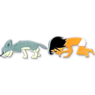🐾 Mowgli The Jungle Book Dibujo animado, Niño, Lobo, Animal, Personaje, Jungla telegram sticker