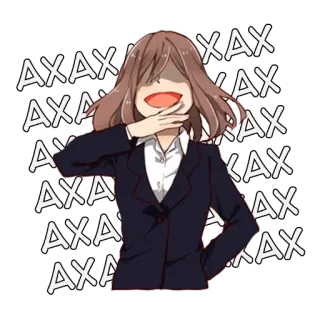 😈 AXAX Garota anime, Rindo, Engraçado, Desenho animado, Mulher, Terno, AXAX telegram sticker