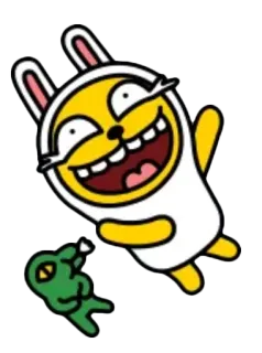 😆 kartun, kelinci, katak, lucu, binatang telegram sticker