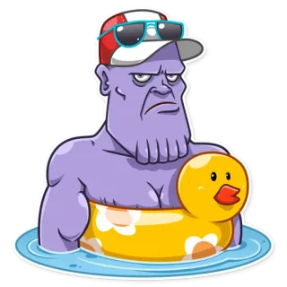 ☹️ Thanos Thanos, Marvel, summer, pool, duck, swim ring telegram sticker