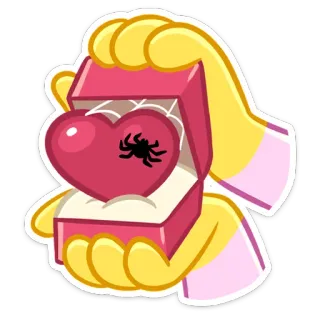 🖤 coração, aranha, amor, dia dos namorados, pedido de casamento, caixa de anel, mãos whatsapp sticker