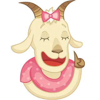👆 capra, animale, cartone animato, carino, pollice in su, rosa, fiocco telegram sticker